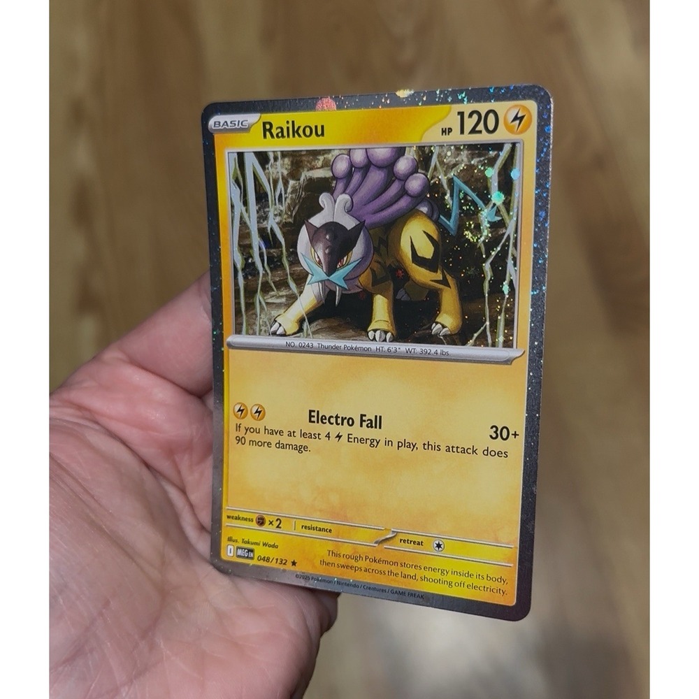Raikou 048/132 2 FART SWIRLS + INK SMUDGE ERROR Cosmos Holo Promo Pokemon NM